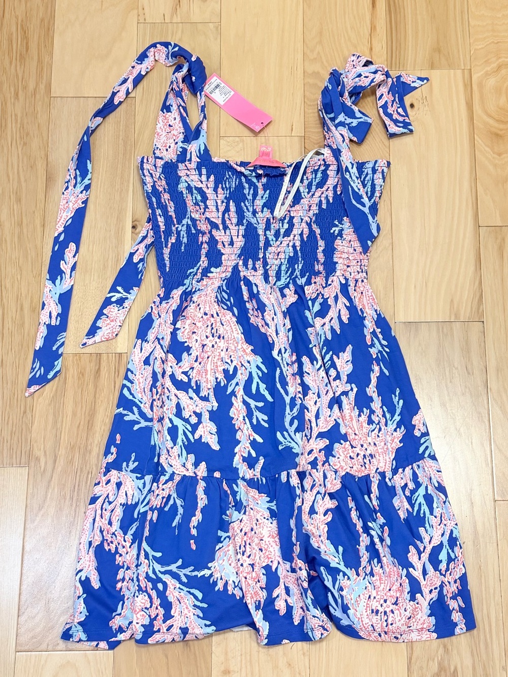 NWT Lilly Pulitzer Women’s Kailua Smocked Dress In Borealis Blue Swim On Over - Picture 4 of 6